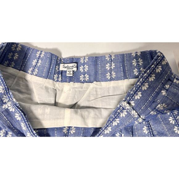 NWT SPLENDID Shorts Women Tie Waist Lined Embroidered Floral Blue Chambray M 6-8 - Picture 3 of 3